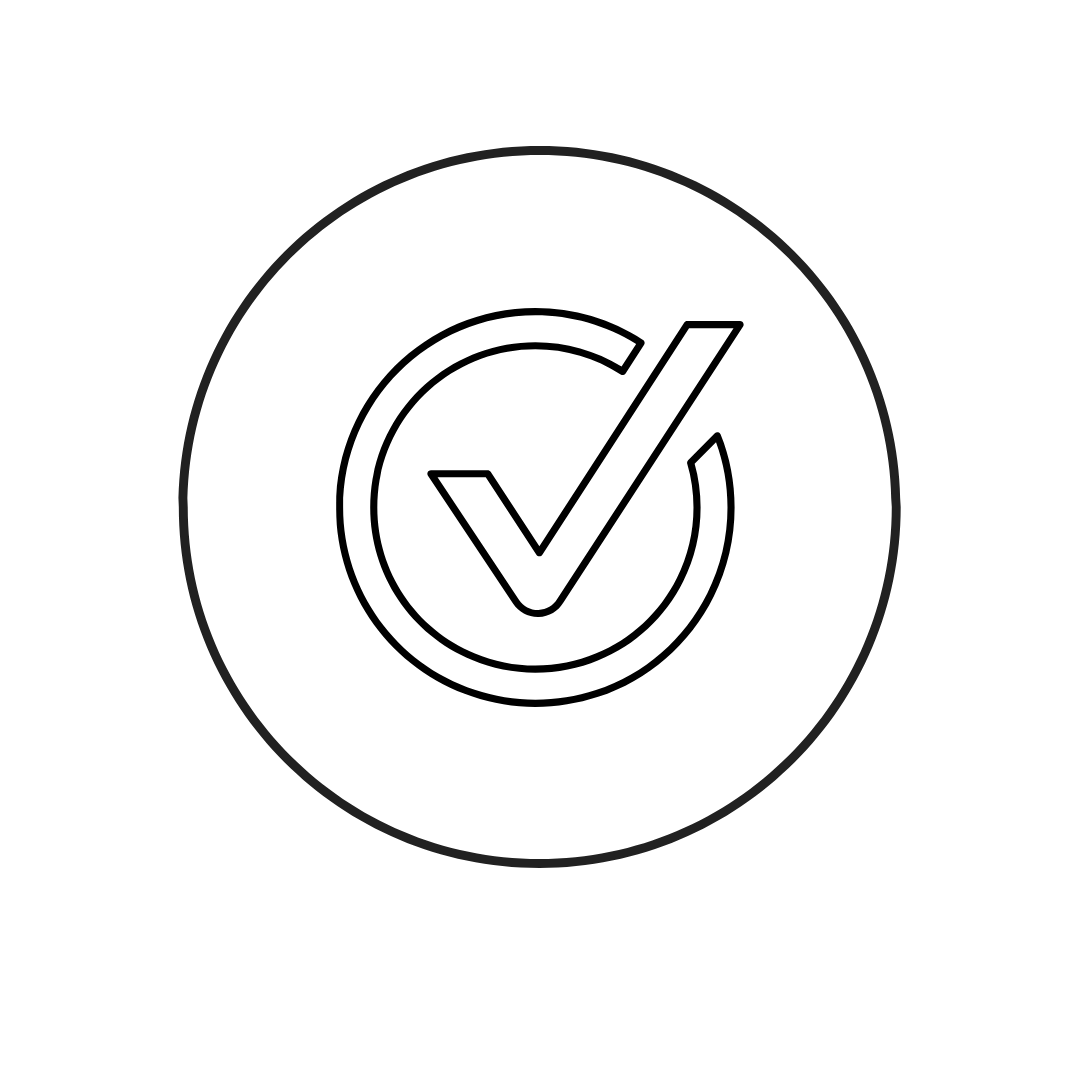 Check mark icon inside a circle on a white background