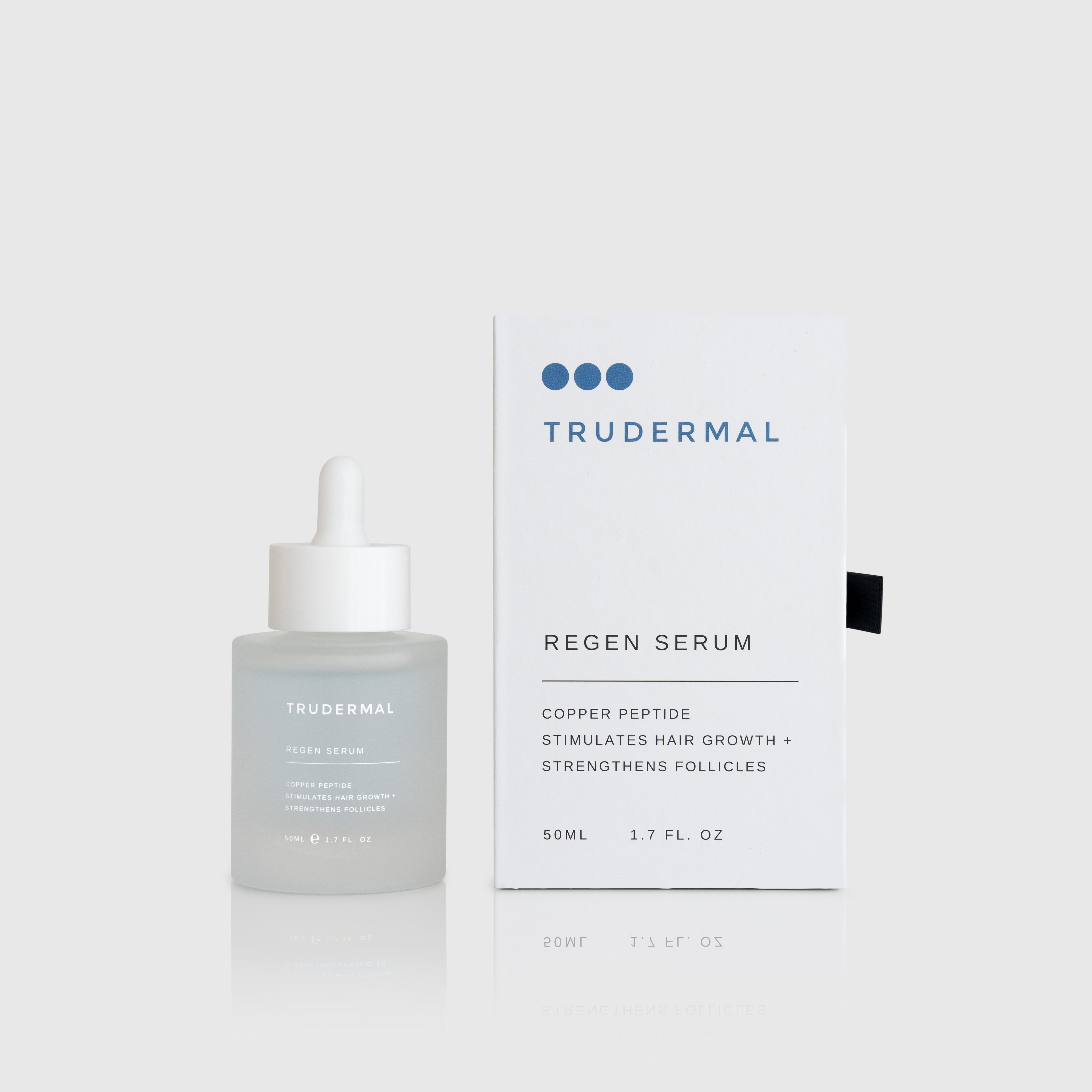 Trudermal Regen Serum bottle for the treatment of scalp health and hair growth. 