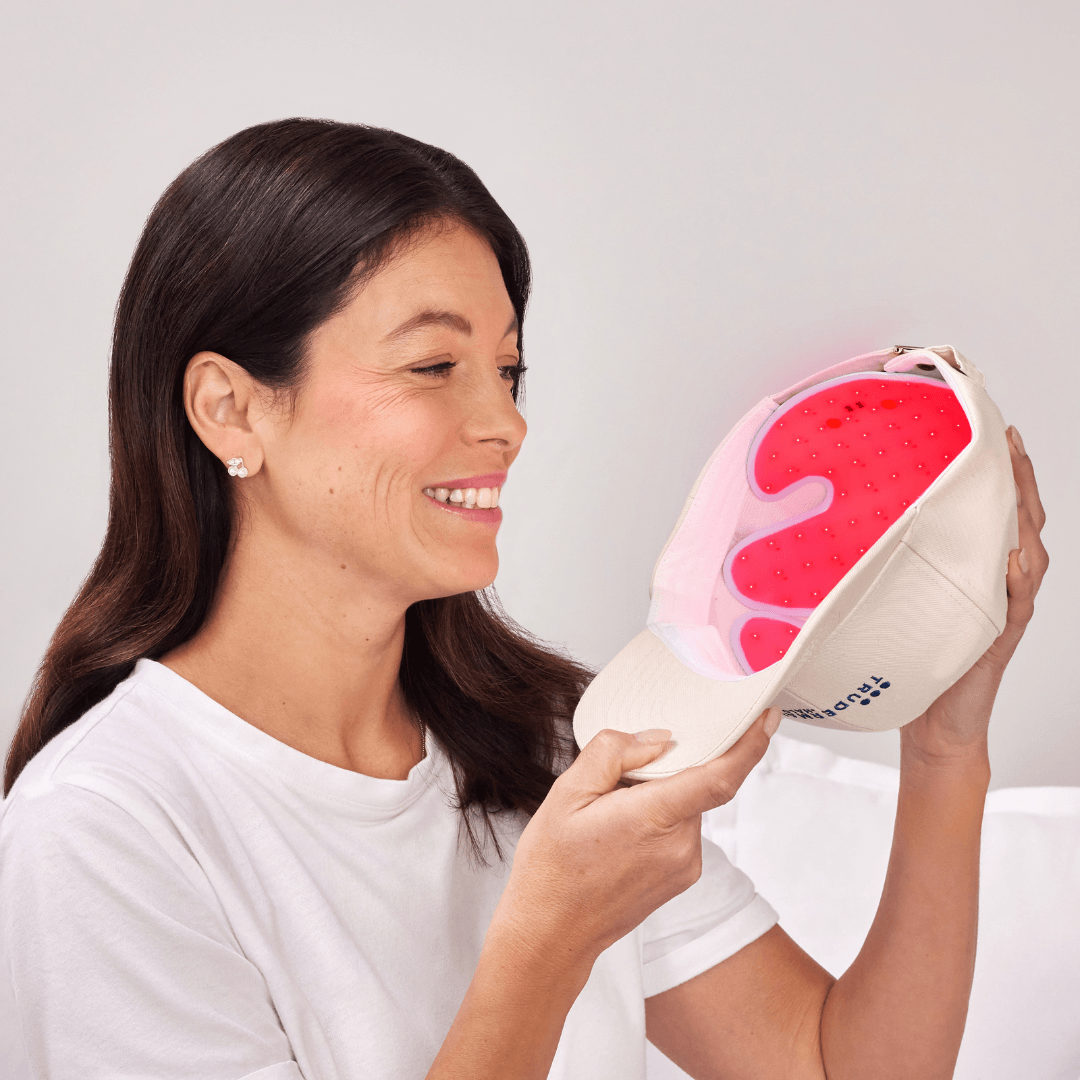Halo cap worn during a treatment session